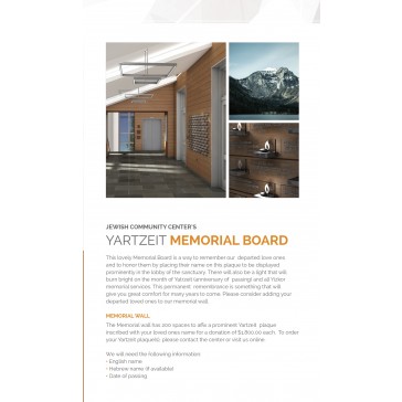 Yartzeit Memorial Board Flyer